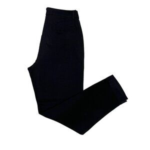 Eileen Fisher Sz PS / PP Black Stretch Pants Organic Linen Straight Leg